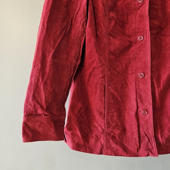 Jaclyn Smith Vintage Leather Jacket Red Fall Winter Blazer Shacket Size Large - Picture 5 of 15